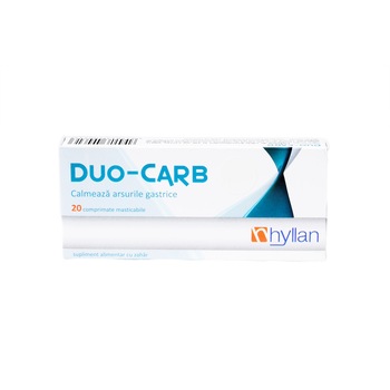 Duo-Carb, Supliment alimentar cu rol in calmarea prompta a disconfortului abdominal determinat de hiperaciditatea gastrica, 20 comprimate Duo-Carb, Supliment alimentar cu rol in calmarea prompta a disconfortului abdominal determinat de hiperaciditatea gastrica, 20 comprimate