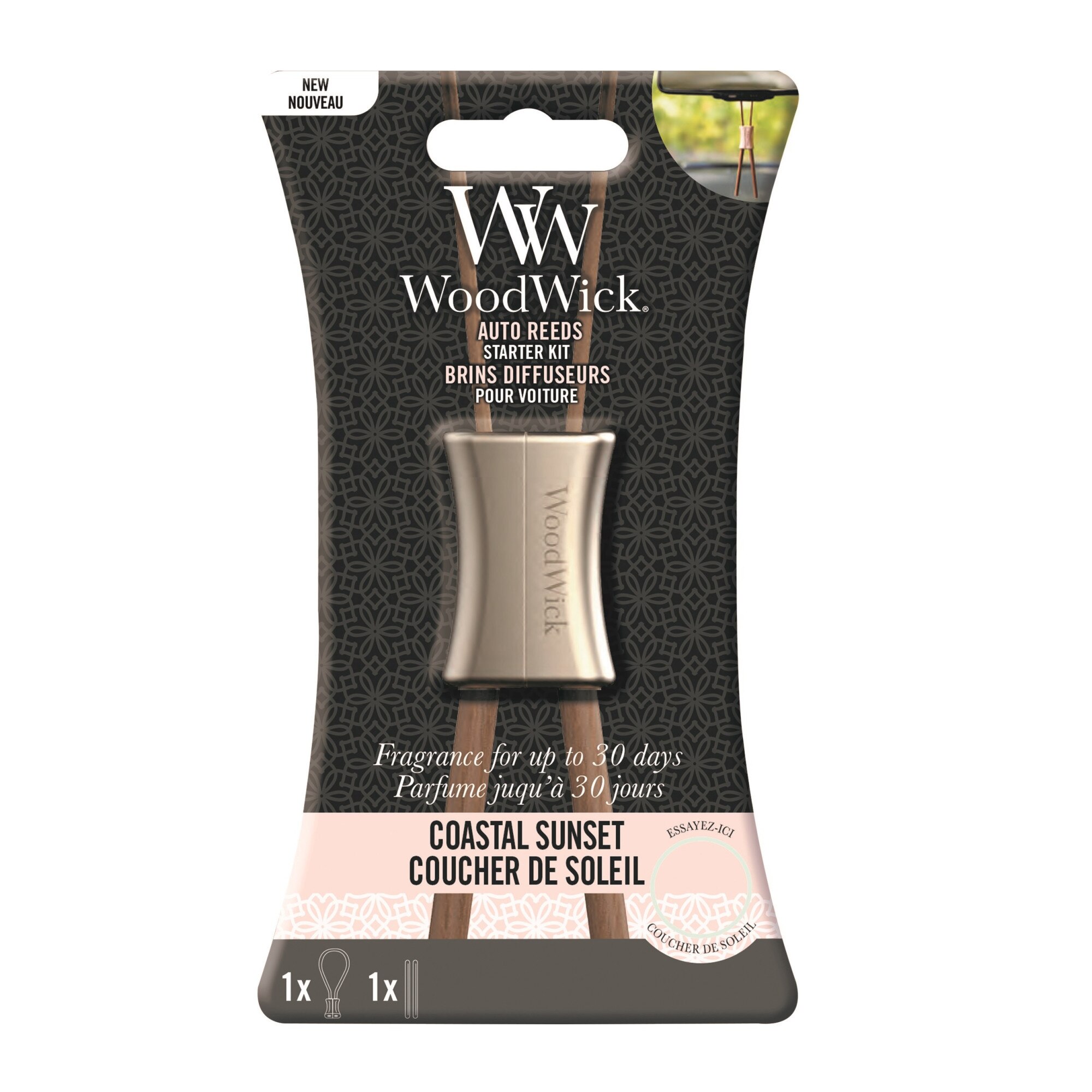 Odorizant Auto Reed Starter Kit Coastal Sunset, Woodwick