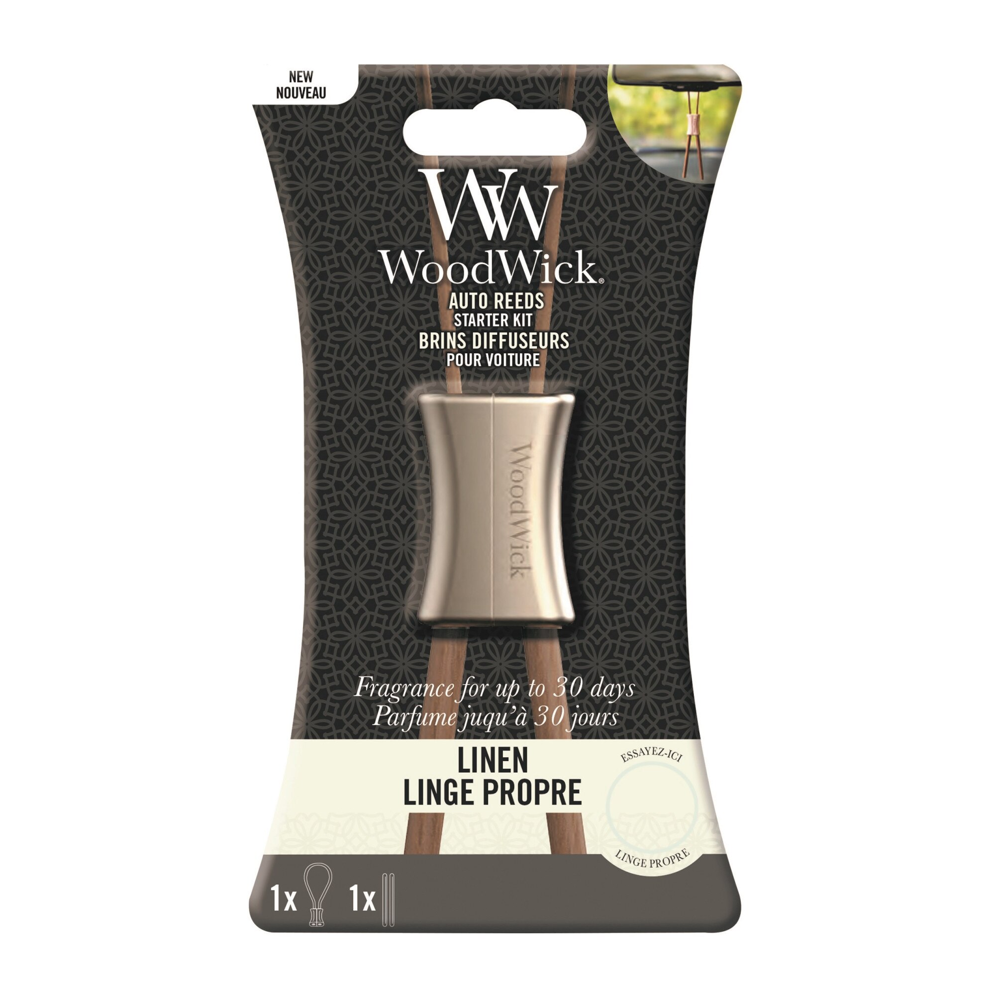 Odorizant Auto Reed Starter Kit Linen, Woodwick