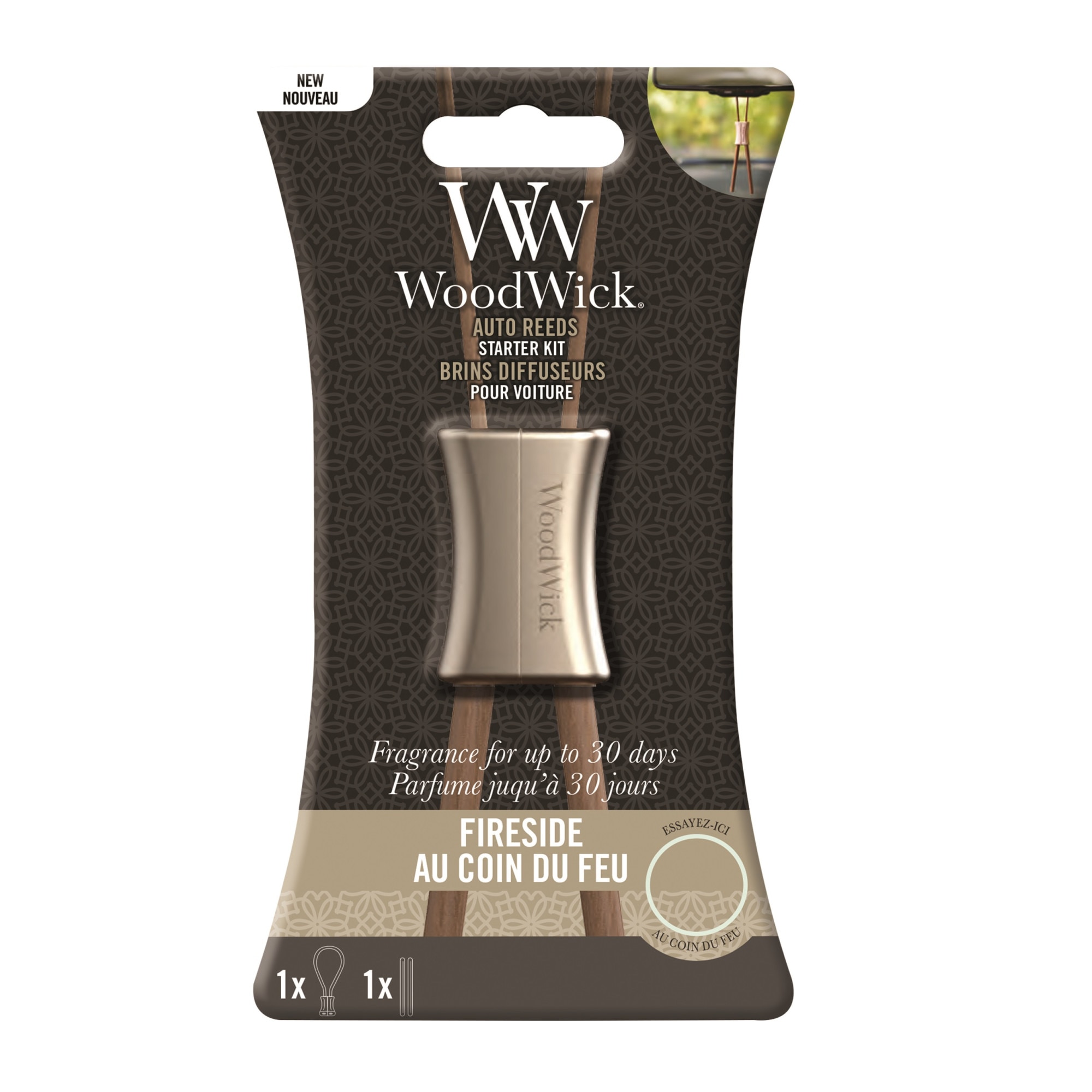 Odorizant Auto Reed Starter Kit Fireside, Woodwick