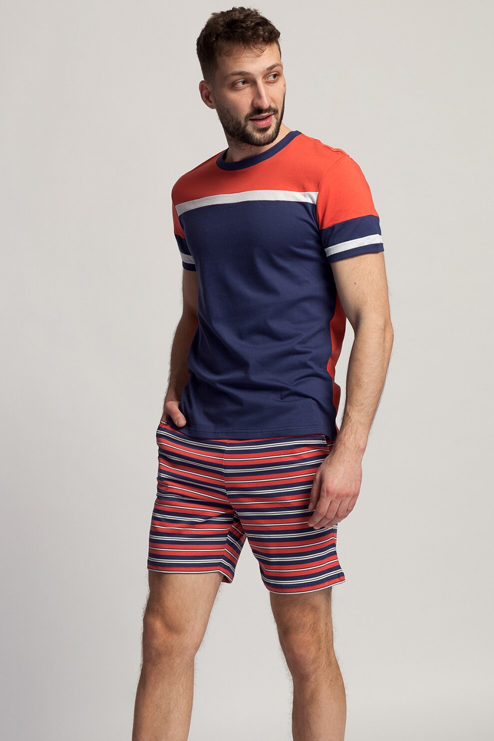 Sofiaman, Pijama in dungi Giulian, Bleumarin/Rosu/Alb, 2XL