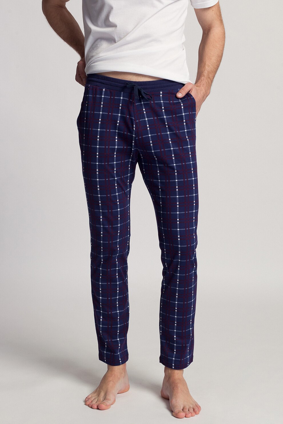 Sofiaman, Pantaloni de pijama din bumbac organic Fred, Bleumarin/Alb