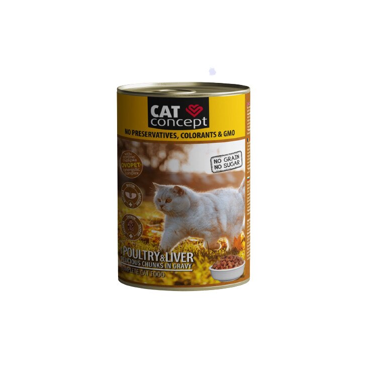 Hrana umeda pentru pisici Cat Concept Conserva Pasare/Ficat 415 G