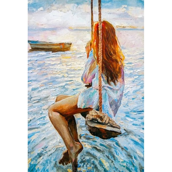 Vászonkép Printly, hölgy a hintán, 70 cm x 100 cm