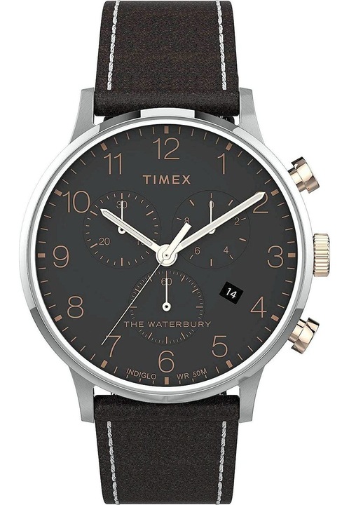 Ceas barbati, Timex, Analog, Otel inoxidabil, 40mm, Negru