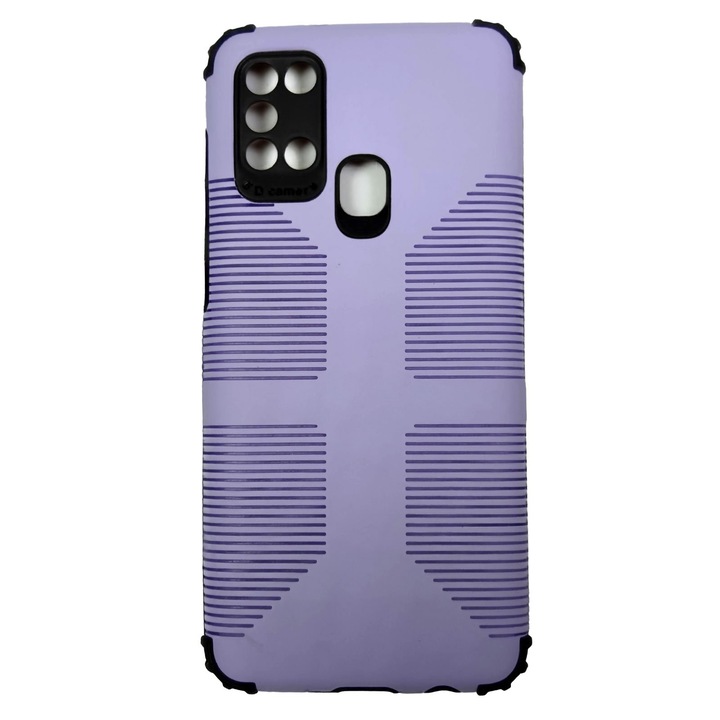 Husa compatibila cu Samsung Galaxy A21s model Combo Thunder Armor , Antisoc, cu protectie camera, Viceversa, Mov