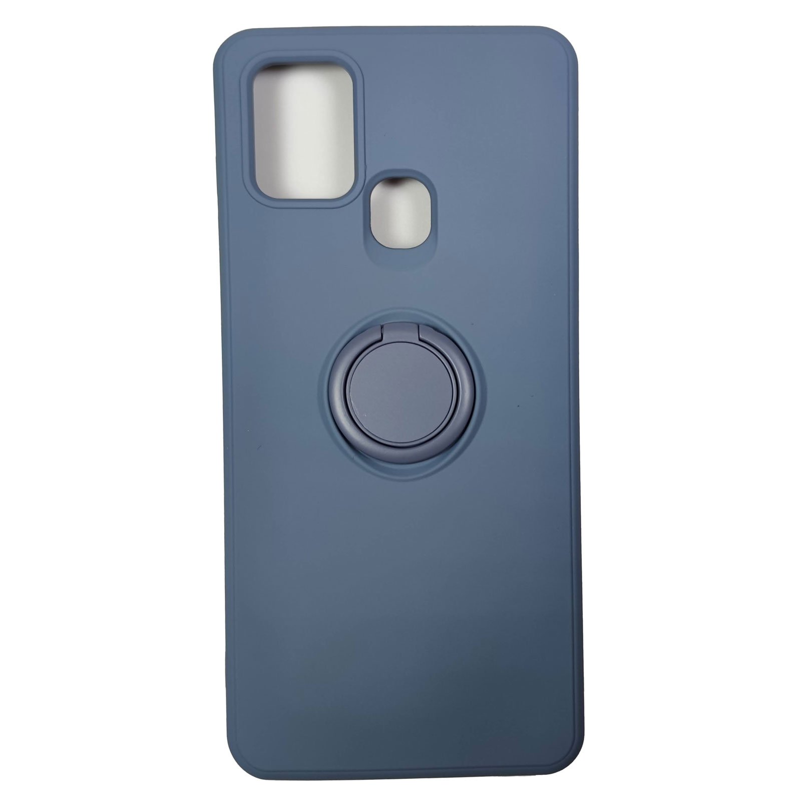 Husa compatibila cu Samsung Galaxy A21s model Combo cu Suport tip inel, Silicon, Antisoc, TPU, Viceversa Albastru