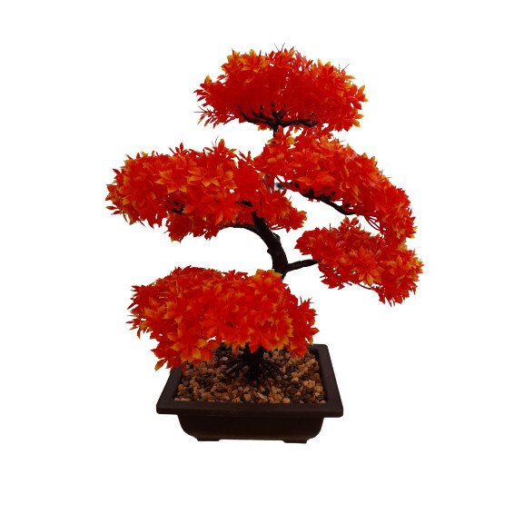 Bonsai artificial decorativ in ghiveci pentru interior, Portocaliu, 45 cm, AMA