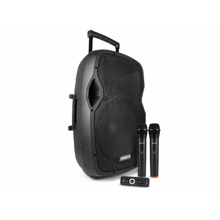 Vonyx AP-1500ACCU (15″) 800W akkumulátoros hordozható hangfal (2xMik + MP3 + Bluetooth)
