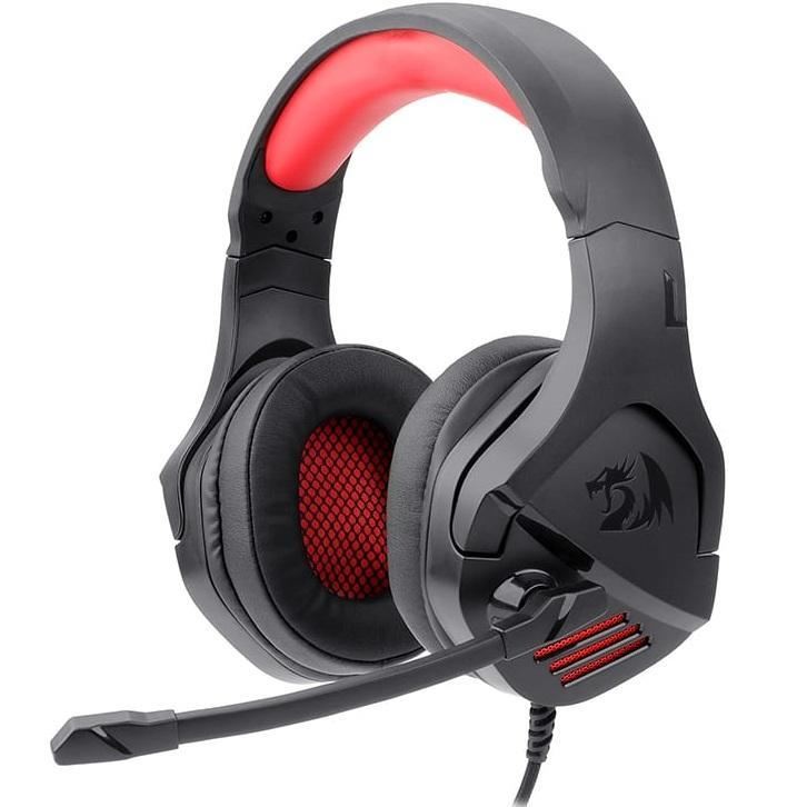 Casti gaming Redragon Theseus, iluminare rosie, difuzoare 53mm, jack 2x3.5mm + USB