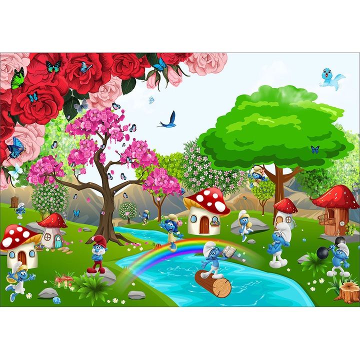 Fototapet copii Strumfii, premium, multicolor, 250 x 400 cm