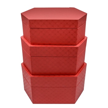 Set 3 cutii hexagon de carton, dimensiuni diferite, 27-25-23 cm Set 3 cutii hexagon de carton, dimensiuni diferite, 27-25-23 cm