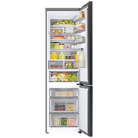 Combina frigorifica Samsung RB38A7B5322/EF, BeSpoke, 387l, No Frost, Twin & Metal Cooling, Cool Select+, Digital Inverter, Clasa C, H 203 cm, Sticla neagra