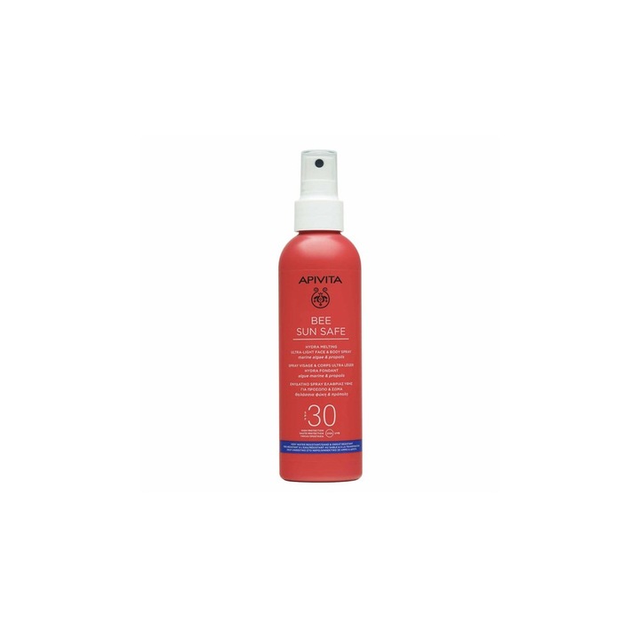 Spray de protectie solara pentru corp si ten SPF30, cu textura lejera si spectru larg, Bee Sun Safe, Apivita, 200 ml