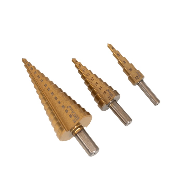 Set 3 burghie in trepte, pentru metal, 4-32 mm