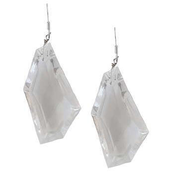 Cercei vintage mari dama, transparenti, 7 cm lungime Cercei vintage mari dama, transparenti, 7 cm lungime