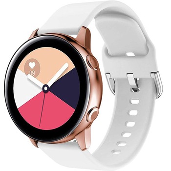 Curea iUni compatibila cu Samsung Watch Gear S2, 20 mm, Silicon Buckle, White Curea iUni compatibila cu Samsung Watch Gear S2, 20 mm, Silicon Buckle, White