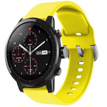 Curea iUni compatibila cu Samsung Watch Gear S3, 22 mm, Silicon Buckle, Yellow Curea iUni compatibila cu Samsung Watch Gear S3, 22 mm, Silicon Buckle, Yellow