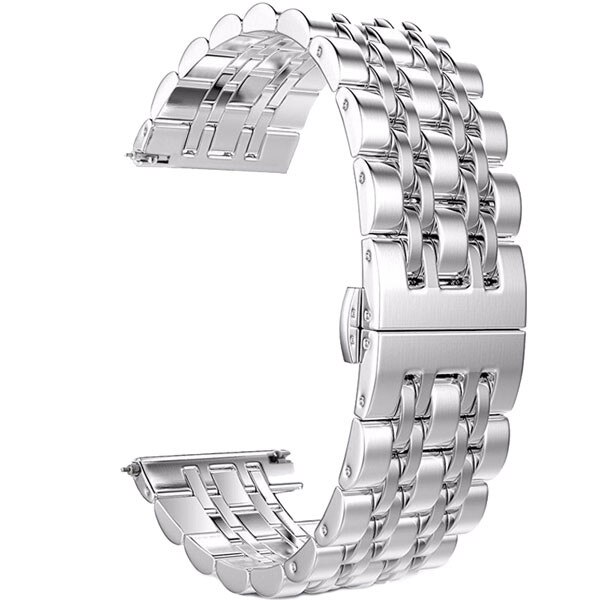 Curea iUni compatibila cu Samsung Watch Gear S2, 20 mm, Seven Beads Strap, Silver