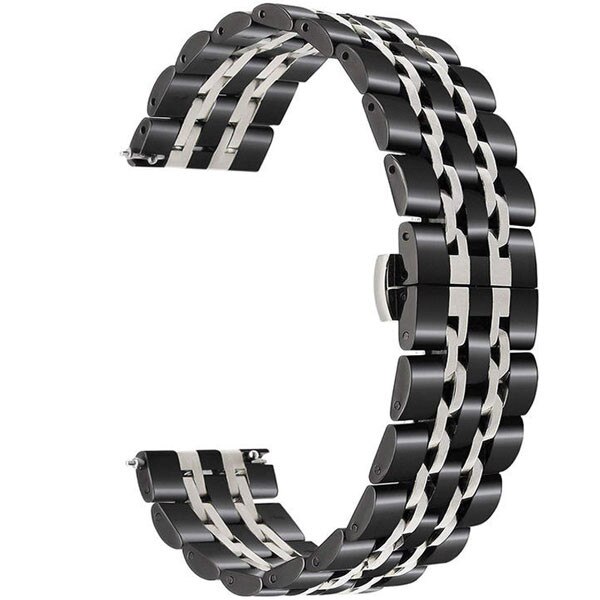 Curea iUni compatibila cu Samsung Watch Gear S3, 22 mm, Seven Beads Strap, Black-Silver