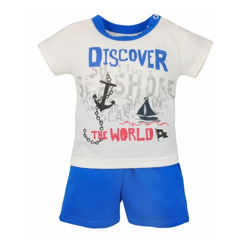 Compleu 2 piese de vara pentru baieti Koala Discover 3002A1-3982, Alb 4205