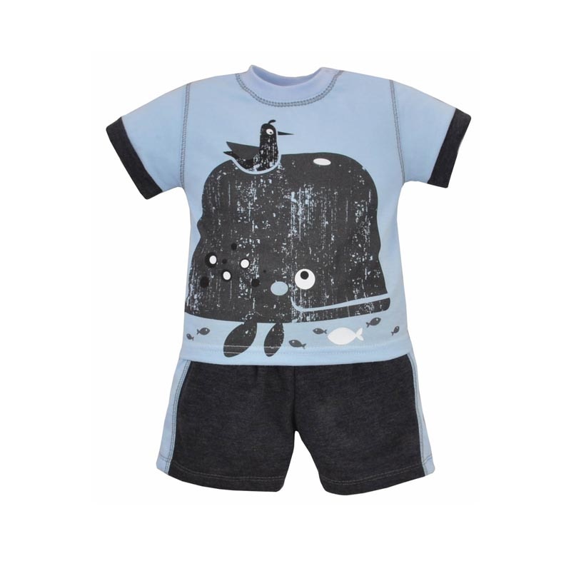 Compleu 2 piese tricou si pantaloni scurti pentru baieti Koala Podwodny Swiat 05-234, Albastru