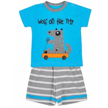 Compleu 2 piese de vara pentru baieti Koala Wolf 05-309, Albastru 86 CM Compleu 2 piese de vara pentru baieti Koala Wolf 05-309, Albastru 86 CM