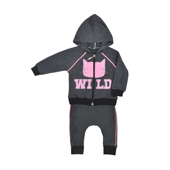 Compleu 2 piese hanorac si pantaloni pentru fete Koala Wild 08-032, Gri 86 cm Compleu 2 piese hanorac si pantaloni pentru fete Koala Wild 08-032, Gri 86 cm