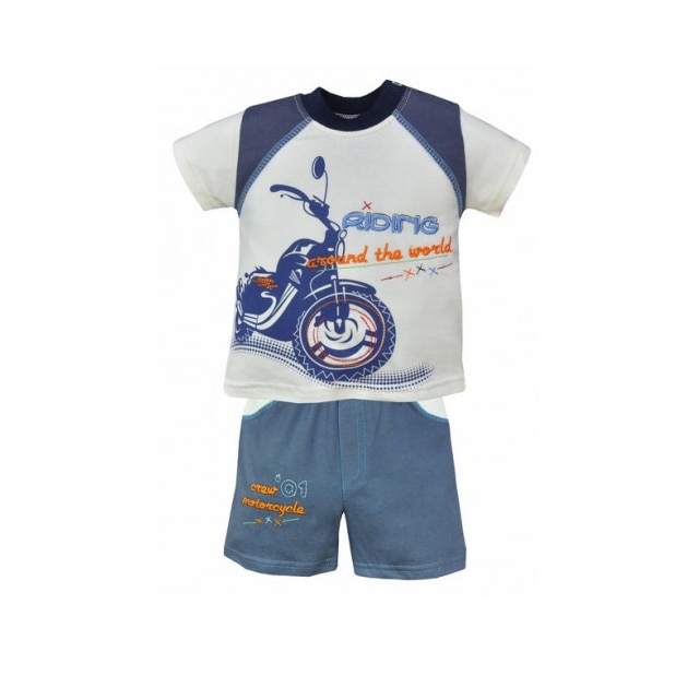 Compleu 2 piese de vara pentru baieti Koala Motorek 03-626, Albastru 74 CM