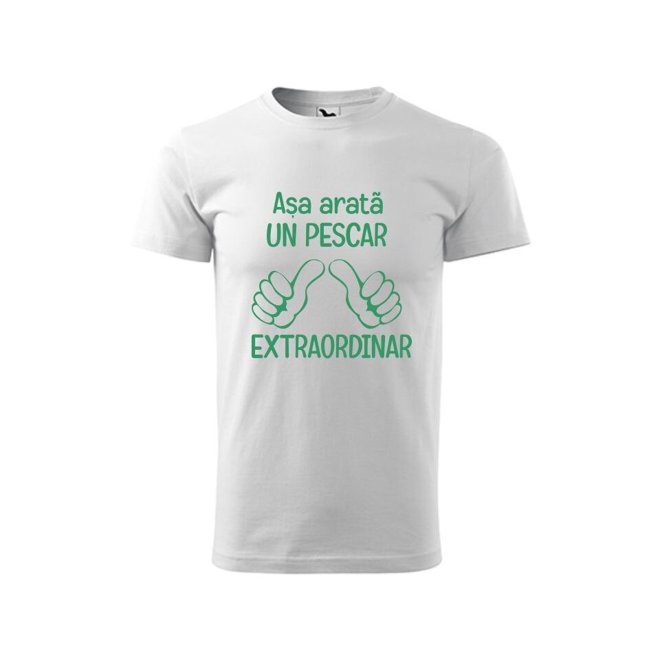 Tricou barbati personalizat Pescar, Malfini, Alb, L