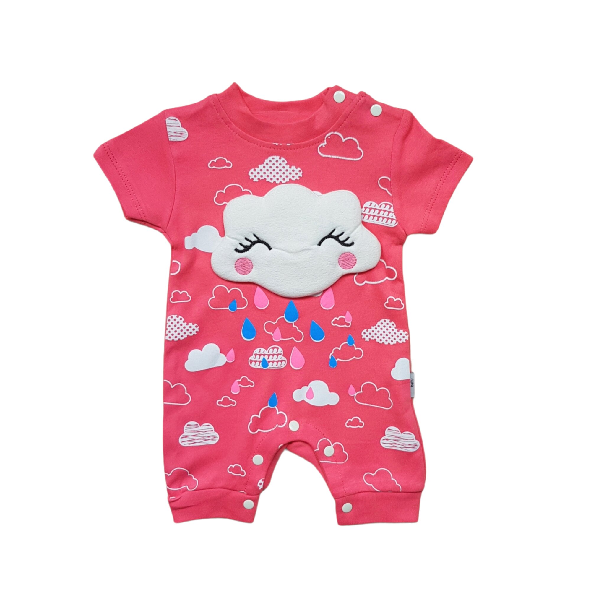 Salopeta de vara din bumbac, Norisor, varsta 0-3 luni, 62 cm, Roz