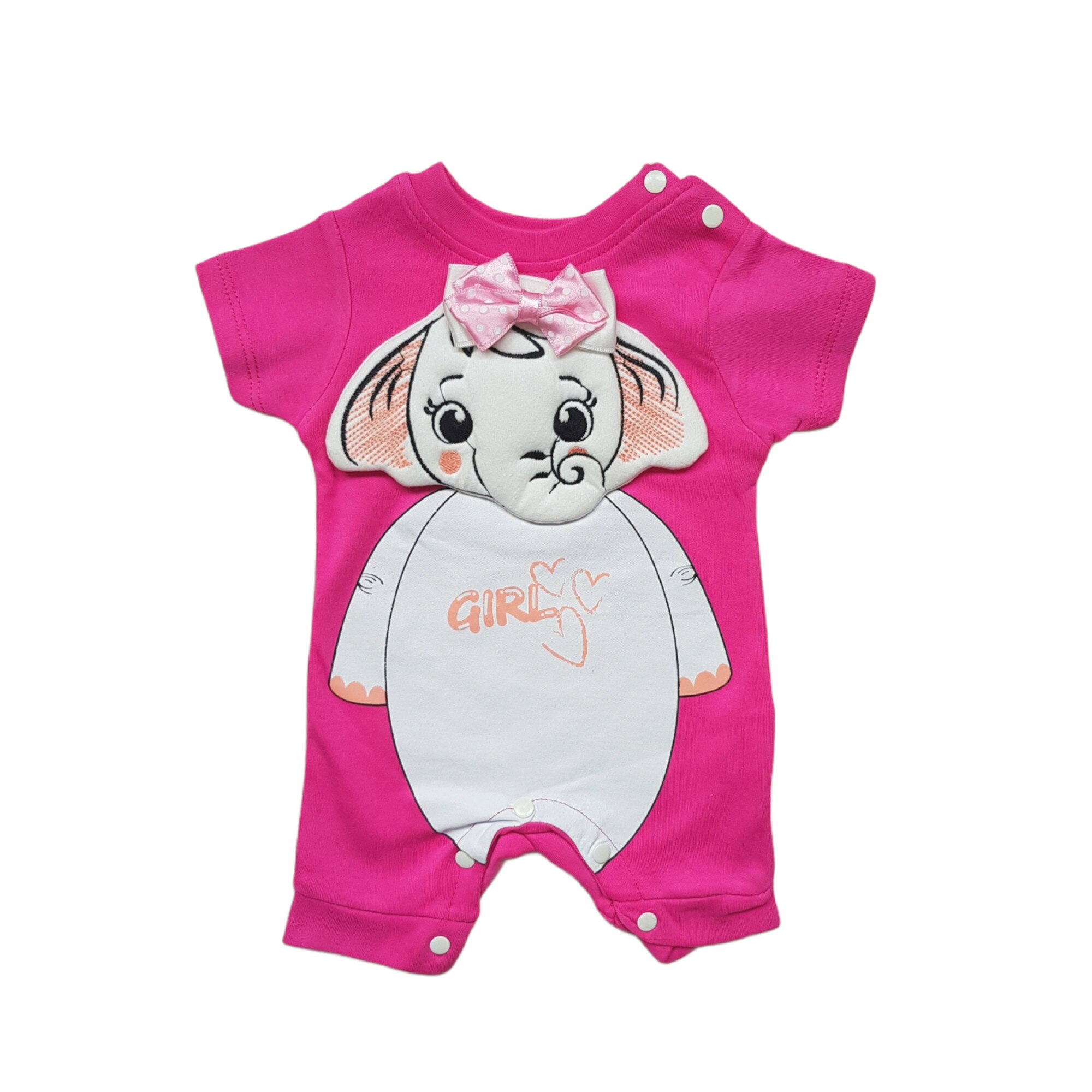 Salopeta de vara din bumbac,Cute girl, varsta 0-3 luni, 62 cm, Fucsia