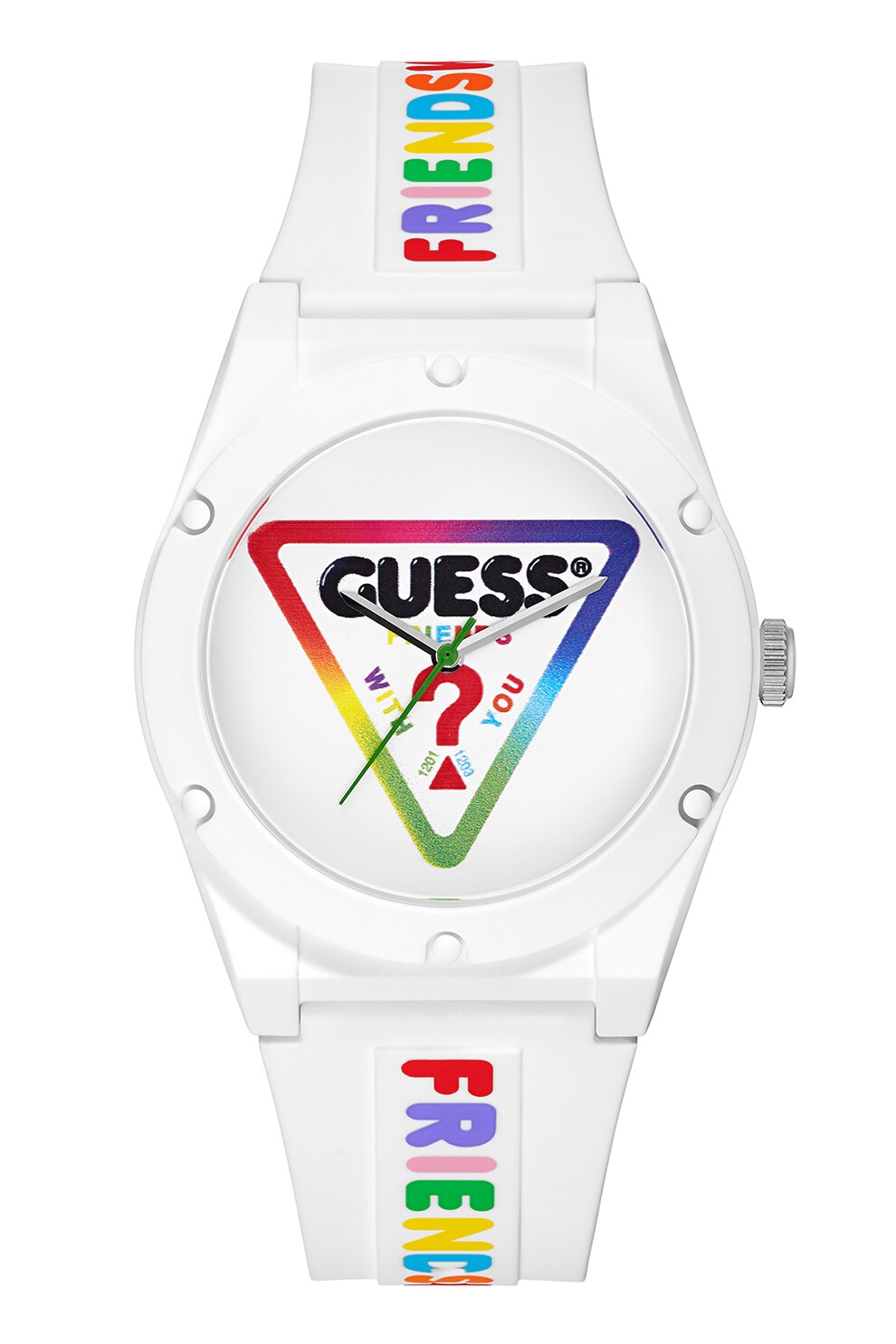 Guess, Ceas analog cu model colorblock, Alb