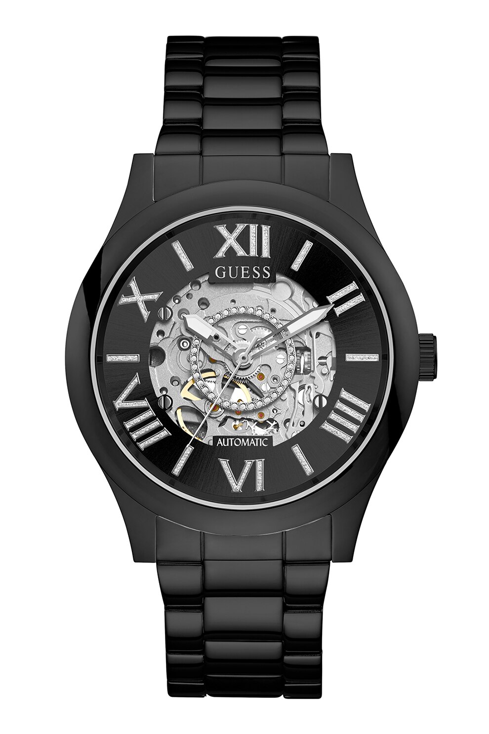 Guess, Ceas automatic din otel inoxidabil, Negru