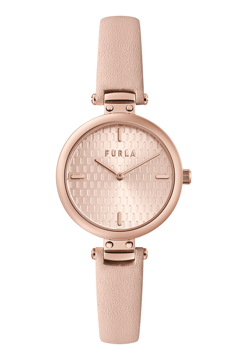 Furla, Ceas analog cu o curea din piele, Roz pastel