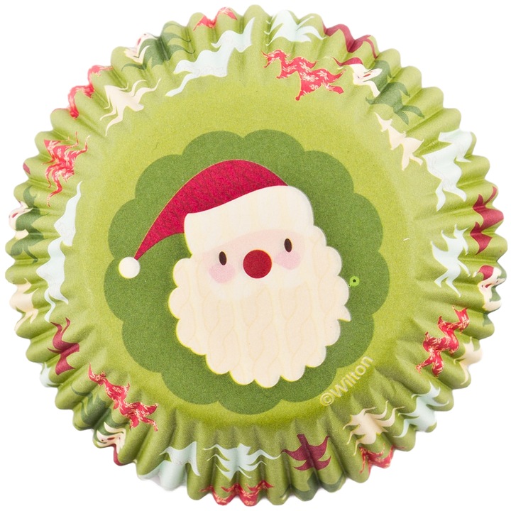 Set hartii pentru briose cu Mos Craciun, Wilton, 75 bucati