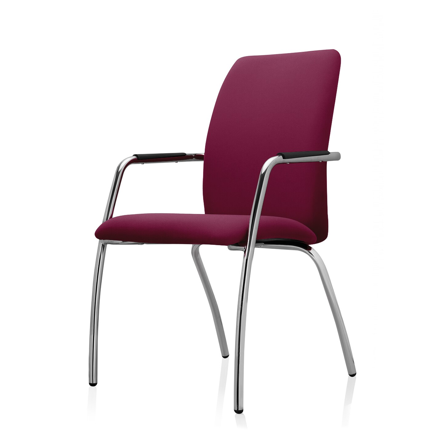 Scaun vizitator TRAFFIC CHAIRS SIT 4 GRANDE, tapiterie textil Bordo, sezut si spatar tapitat, cadru complet cromat