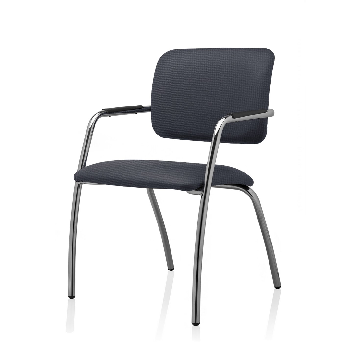 Scaun vizitator TRAFFIC CHAIRS SIT 4 OPEN, tapiterie textil GRI INCHIS, sezut si spatar tapitate, cadru complet CROMAT