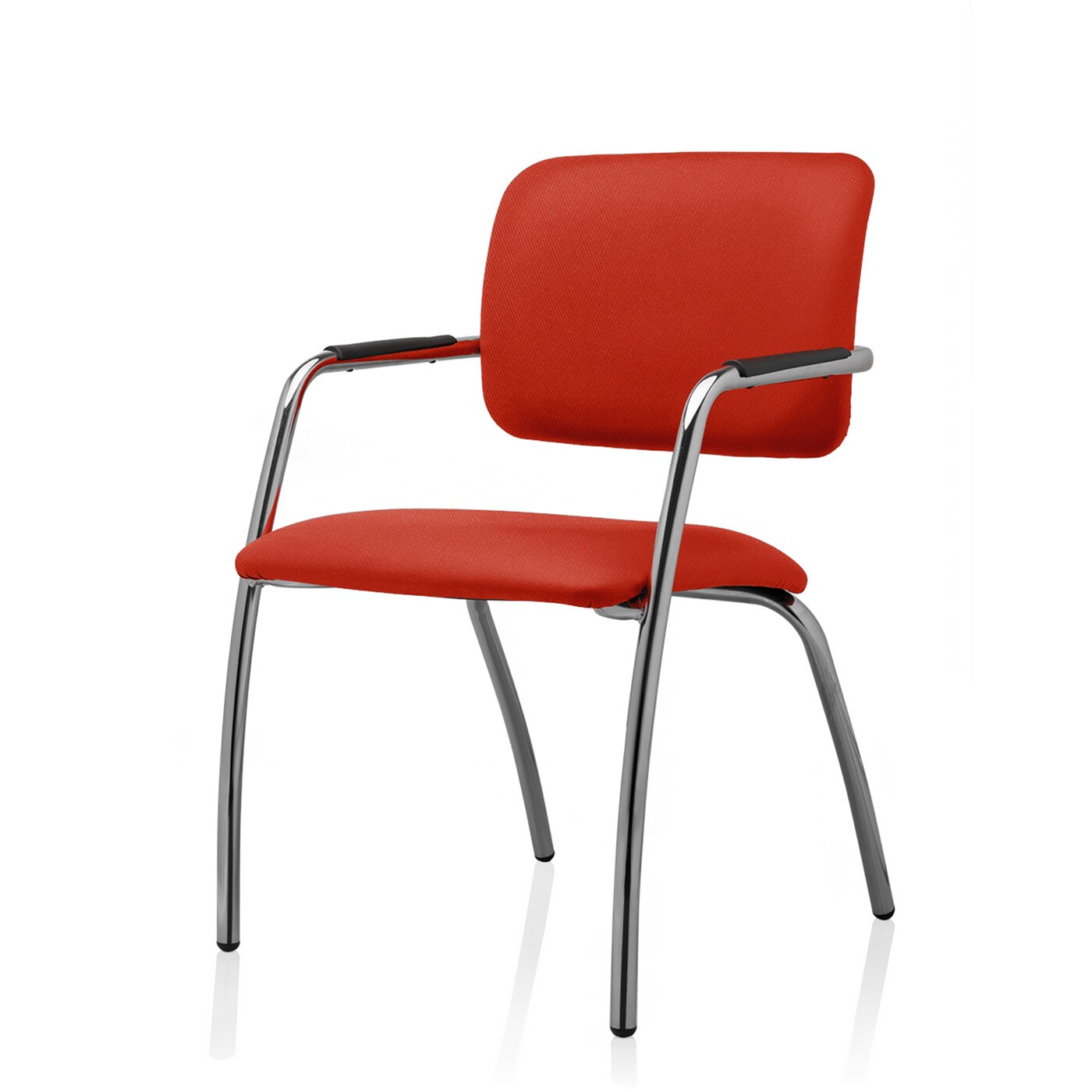 Scaun vizitator TRAFFIC CHAIRS SIT 4 OPEN, tapiterie textil PORTOCALIU, sezut si spatar tapitate, cadru complet CROMAT