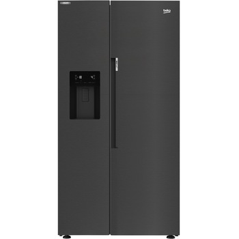 Frigider side by side Beko GN162341XBRN, 571 l, NeoFrost Dual Cooling, HarvestFresh, Compresor inverter, Ice fall, Dozator de apa, Display touch control, Clasa E, H 179 cm, Dark Inox Frigider side by side Beko GN162341XBRN, 571 l, NeoFrost Dual Cooling, HarvestFresh, Compresor inverter, Ice fall, Dozator de apa, Display touch control, Clasa E, H 179 cm, Dark Inox