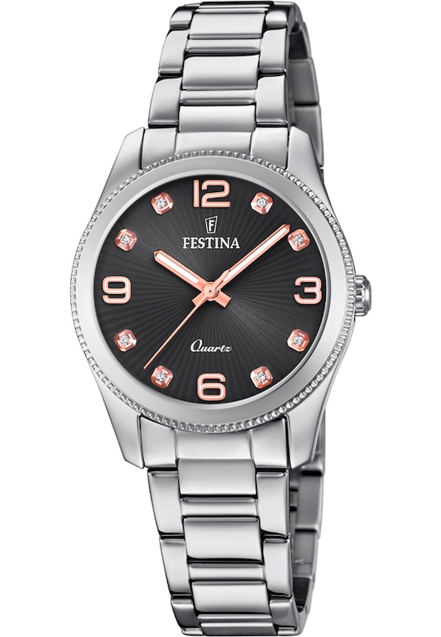 Ceas de dama Festina F20208/2, Analog, Otel inoxidabil, 5 ATM, Argintiu