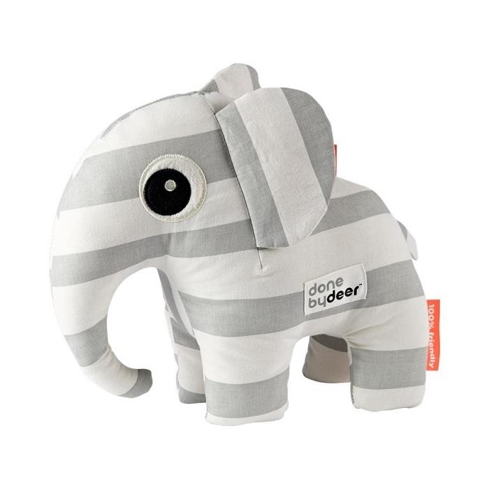 Jucarie elefant Elphee, Done by Deer, textil, alb/gri, 26 x 23 cm