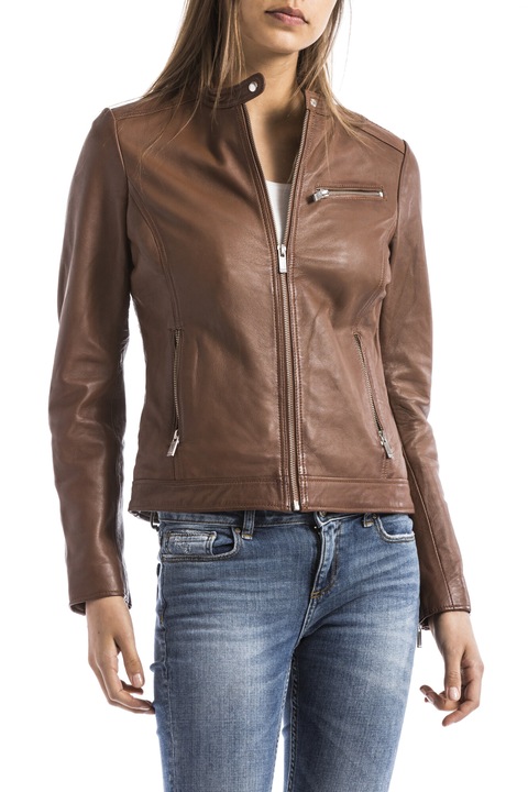 Jacheta biker dama BLUE WELLFORD PEARL, Piele, Maro