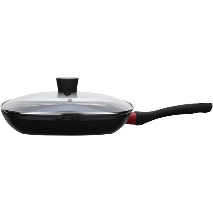 Tigaie Grill cu capac sticla Kring Cuisine, 28cm, inductie