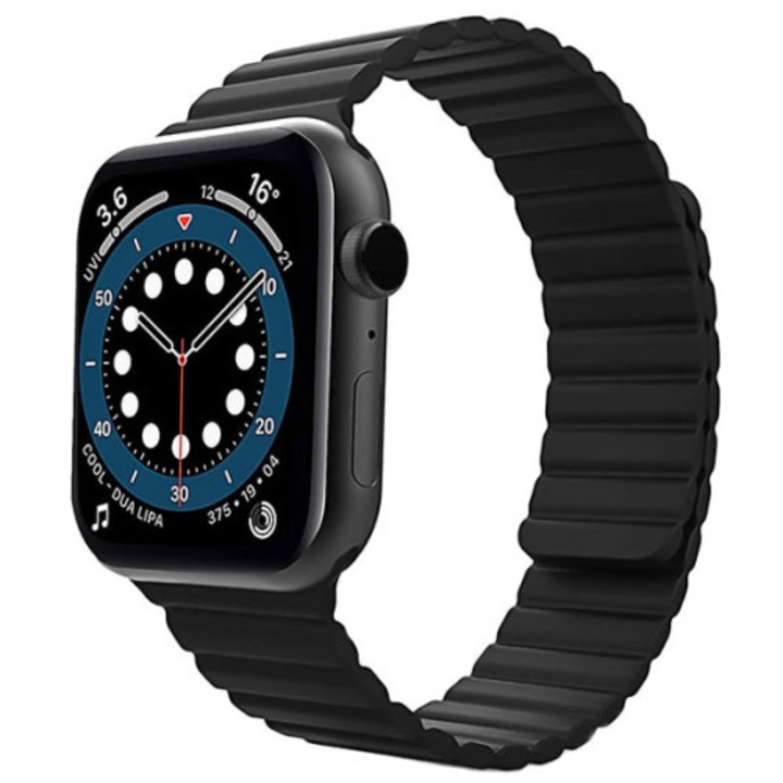 Каишка iUni за Apple Watch 1/2/3/4/5/6/7, Magnetic Silicone, 40мм, Черен