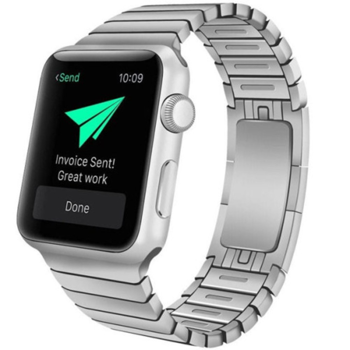 Каишка iUni за Apple Watch 1/2/3/4/5/6/7, Steel Belt, 40мм, Сребро