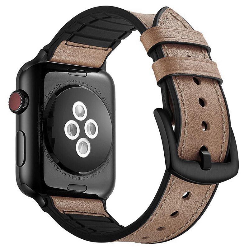 Curea iUni compatibila cu Apple Watch 1/2/3/4/5/6, 40mm, Leather Strap, Cream