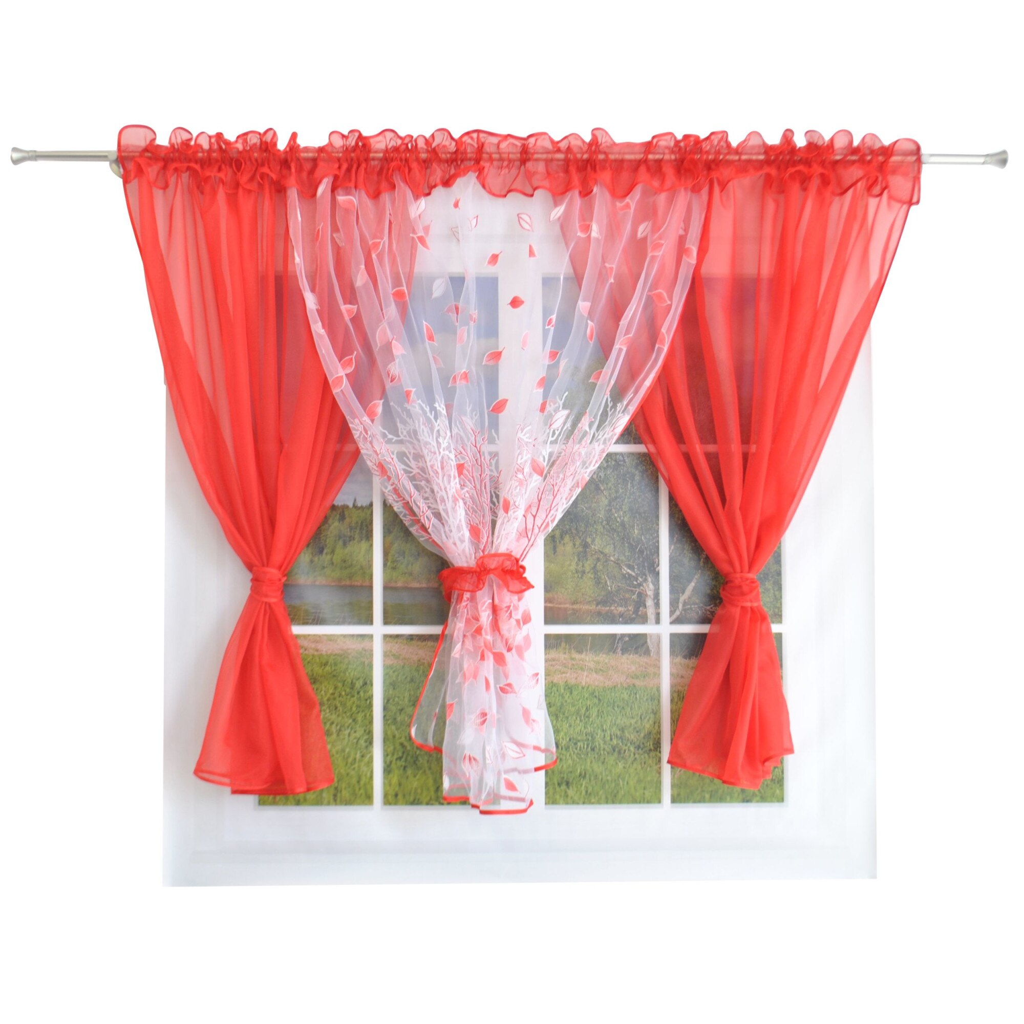 Perdea Perugia 400x150 Voal 4m Rosu FRUNZE