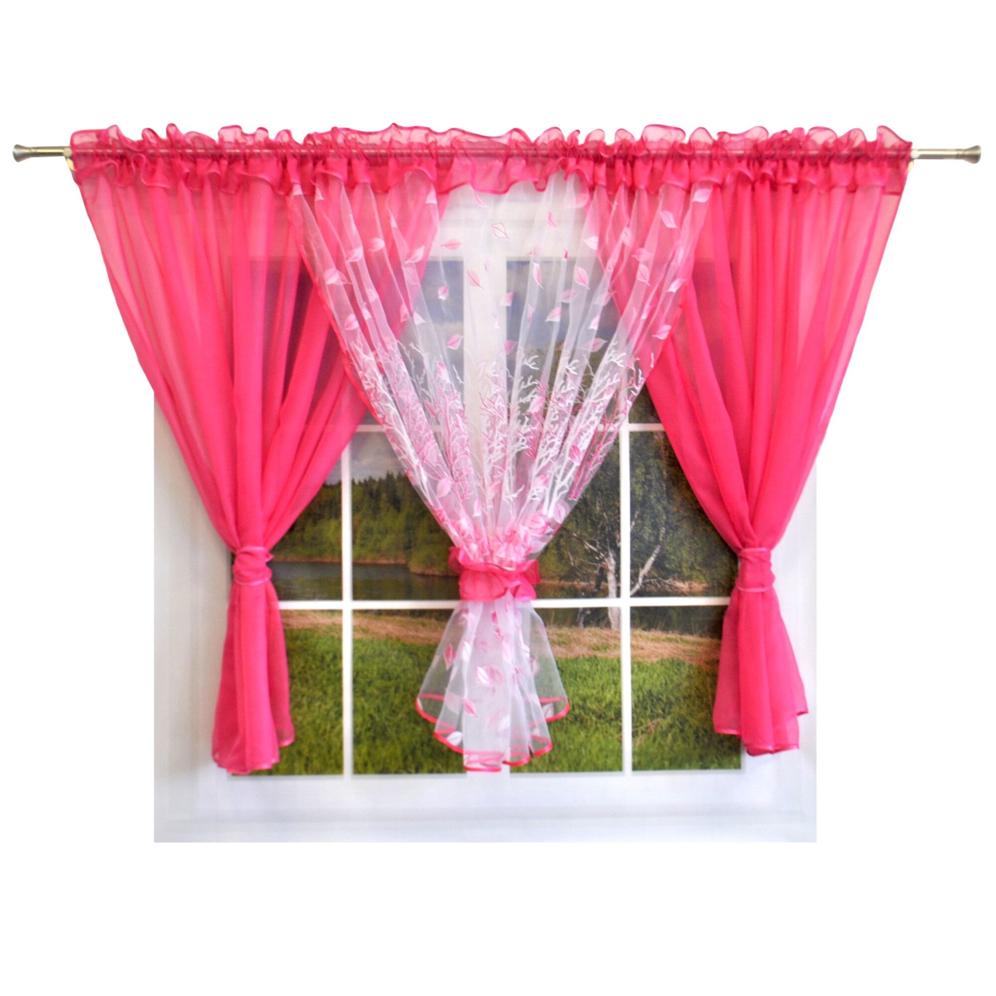 Perdea Perugia 400x150 Voal 4m Roz FRUNZE