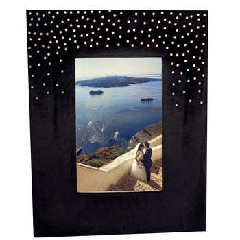 Rama foto din catifea cu pietricele Vellet & Diamonds, negru , 23 x 18 cm Rama foto din catifea cu pietricele Vellet & Diamonds, negru , 23 x 18 cm